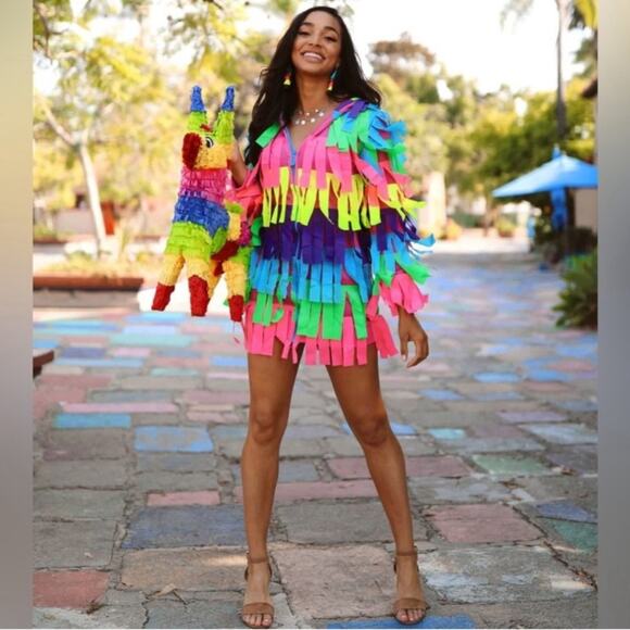 Tipsy Elves Wm's Pinata Dress with Hood Full Zip Pockets Halloween Costume SZ M - Picture 3 of 9